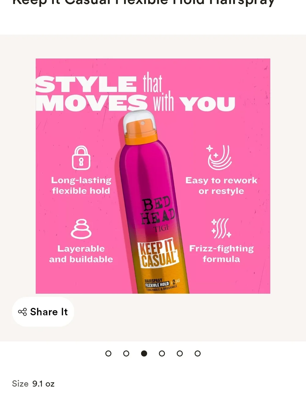 BedHead Keep It Casual Hairspray - Pink and Orange Gradient Can